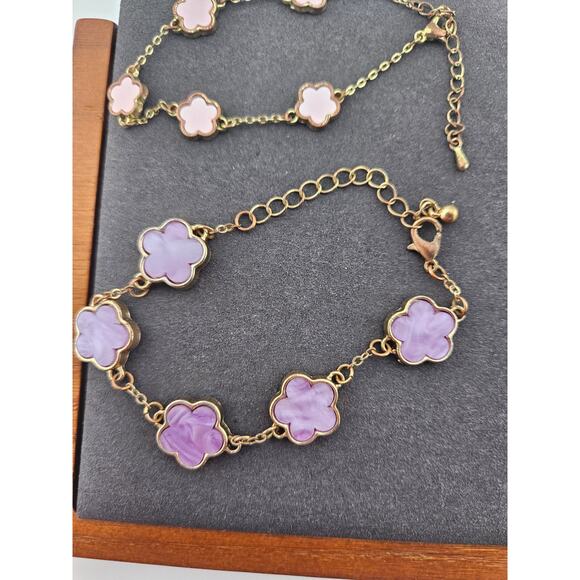 Unicorn Mosaic Charm Necklace & Bracelet Collection Pastel Pink Purple Whimsical - Picture 2 of 5